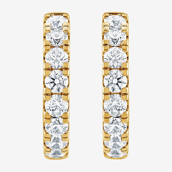 (G / Si1-Si2) Womens 2 CT. T.W. Lab Grown White Diamond 14K Gold Over Silver 21.1mm Hoop Earrings