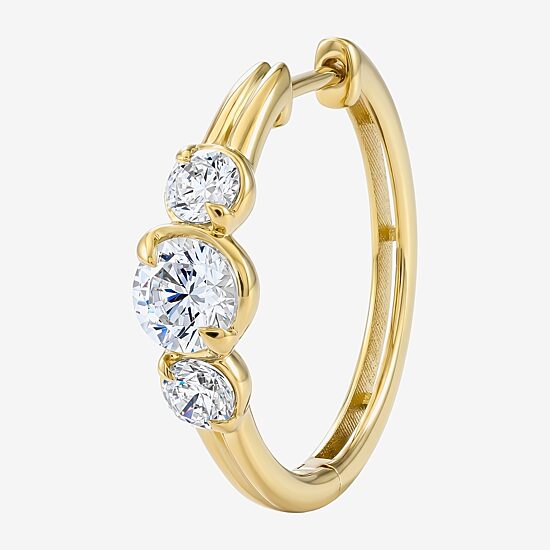 (F / Si2) Womens 1 CT. T.W. Lab Grown White Diamond 14K Gold Over Silver 17.2mm Hoop Earrings