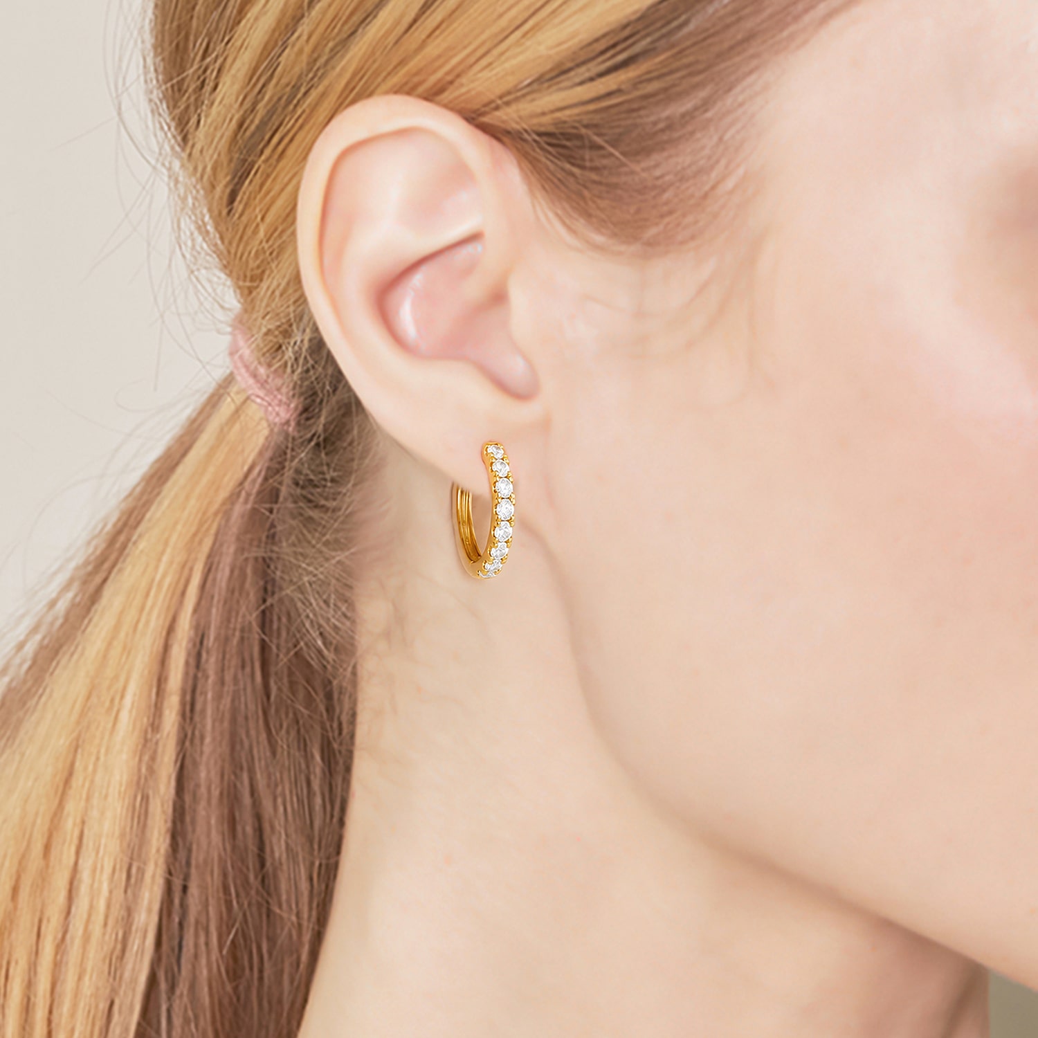 (G / Si1-Si2) Womens 2 CT. T.W. Lab Grown White Diamond 14K Gold Over Silver 21.1mm Hoop Earrings