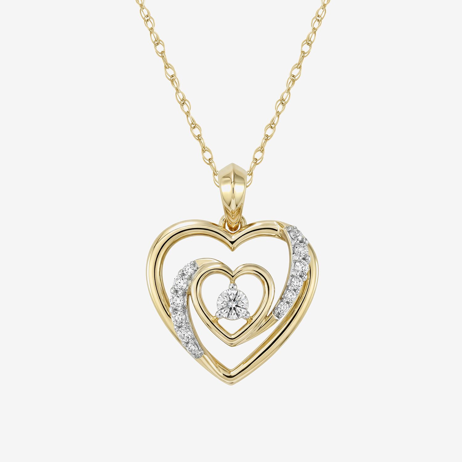 (F / Si2) Womens 1/5 CT. Lab Grown White Diamond 14K Gold Over Silver Heart 18 Inch Pendant Necklace