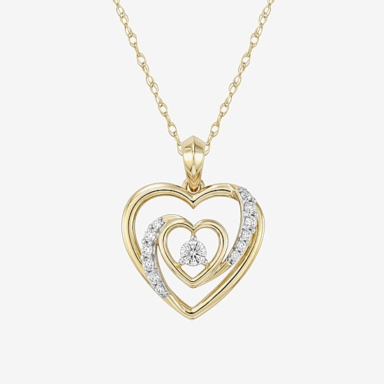 (F / Si2) Womens 1/5 CT. Lab Grown White Diamond 14K Gold Over Silver Heart 18 Inch Pendant Necklace