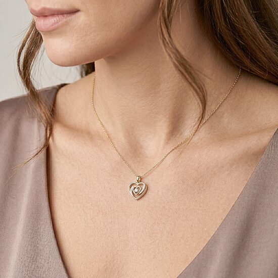 (F / Si2) Womens 1/5 CT. Lab Grown White Diamond 14K Gold Over Silver Heart 18 Inch Pendant Necklace