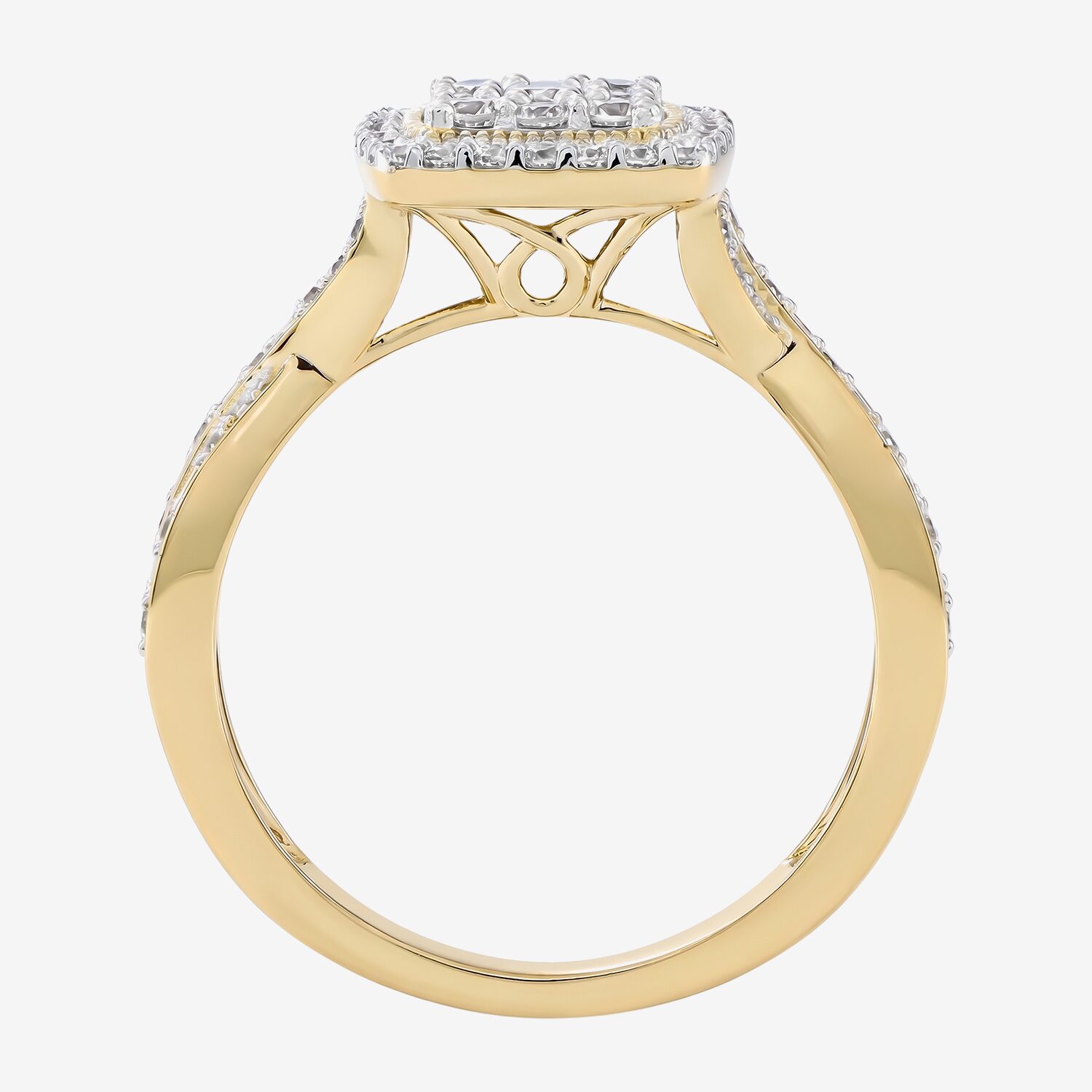 (F / Si2) Womens 1/2 CT. T.W. Lab Grown White Diamond 14K Gold Over Silver Crossover Cocktail Ring