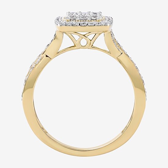 (F / Si2) Womens 1/2 CT. T.W. Lab Grown White Diamond 14K Gold Over Silver Crossover Cocktail Ring