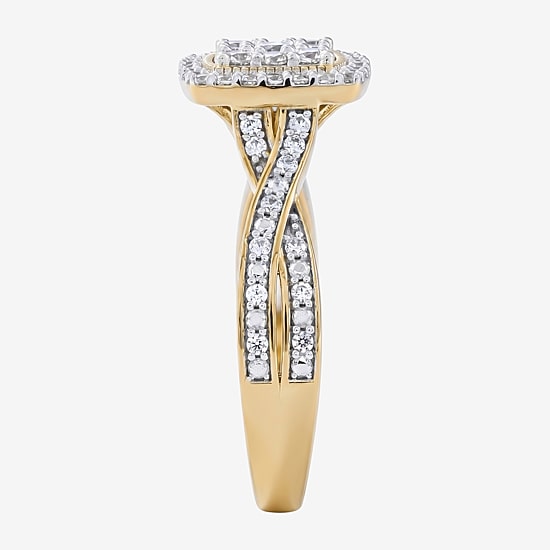 (F / Si2) Womens 1/2 CT. T.W. Lab Grown White Diamond 14K Gold Over Silver Crossover Cocktail Ring