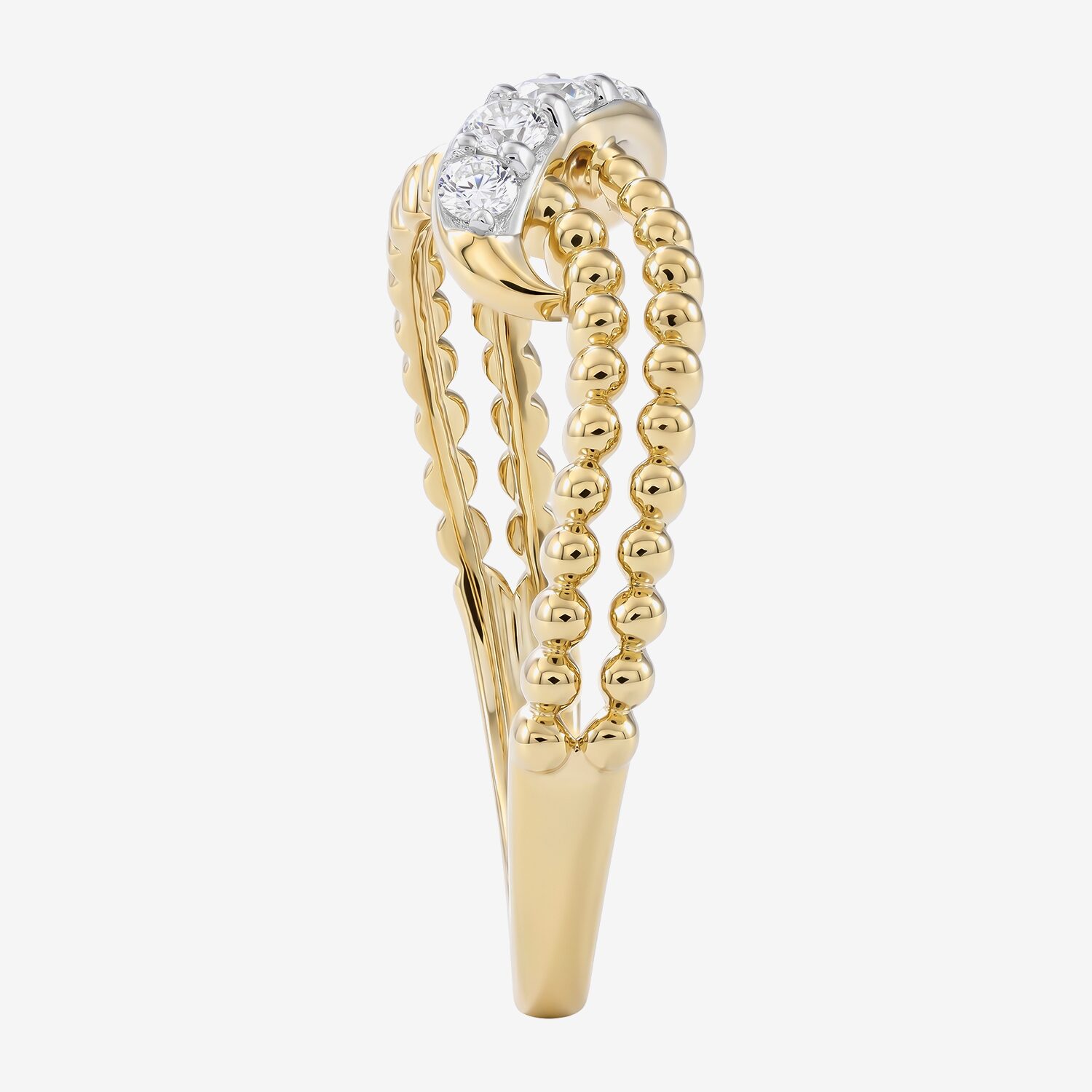 (F / Si2) Womens 1/7 CT. T.W. Lab Grown White Diamond 14K Gold Over Silver Crossover Cocktail Ring