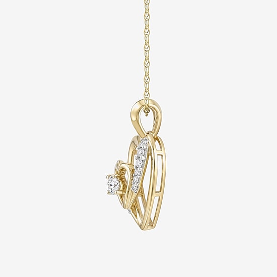 (F / Si2) Womens 1/5 CT. Lab Grown White Diamond 14K Gold Over Silver Heart 18 Inch Pendant Necklace