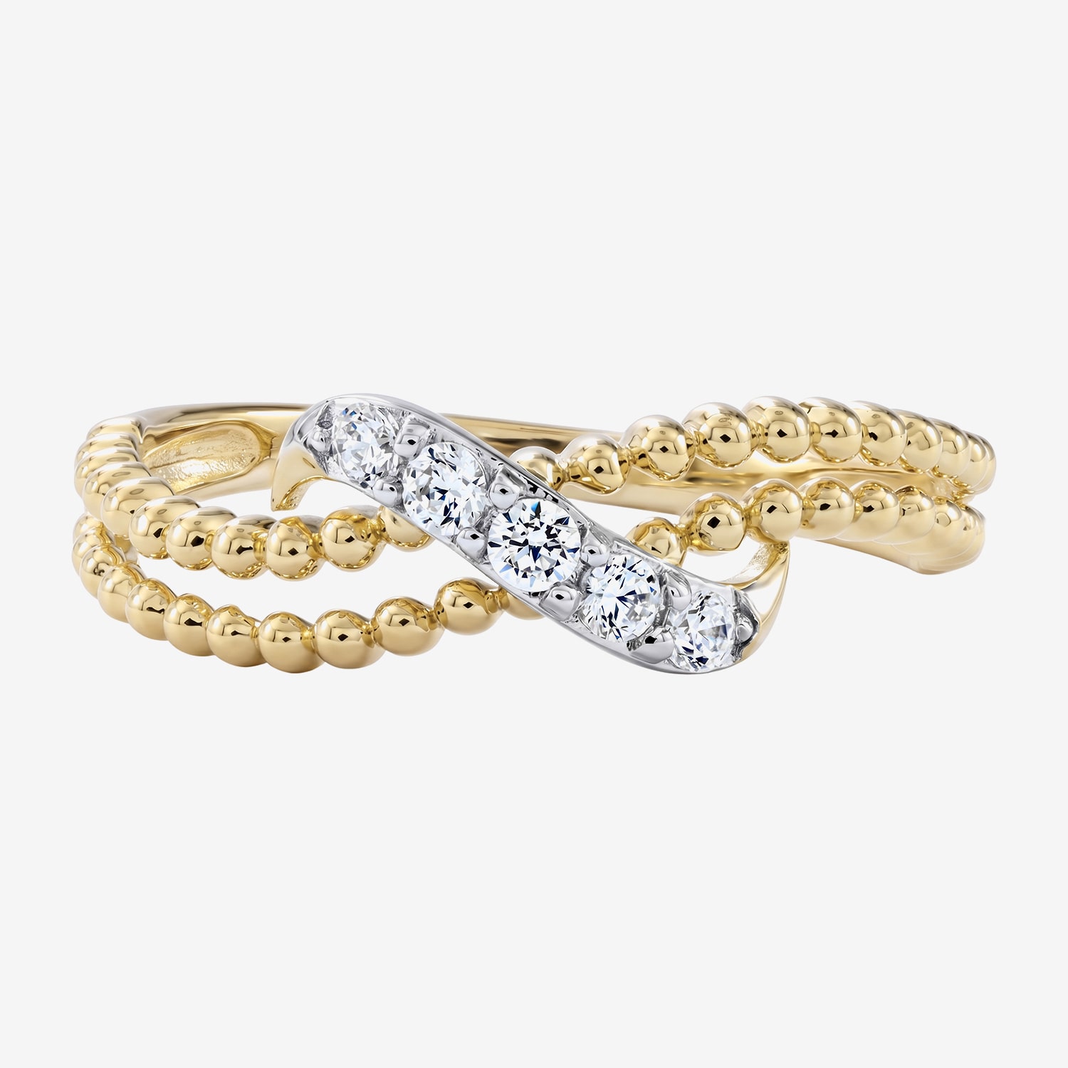 (F / Si2) Womens 1/7 CT. T.W. Lab Grown White Diamond 14K Gold Over Silver Crossover Cocktail Ring