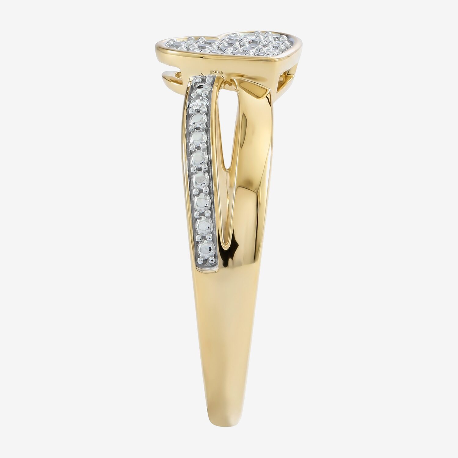 (F / Si2) Womens 1/10 CT. T.W. Lab Grown White Diamond 14K Gold Over Silver Heart Crossover Cocktail Ring
