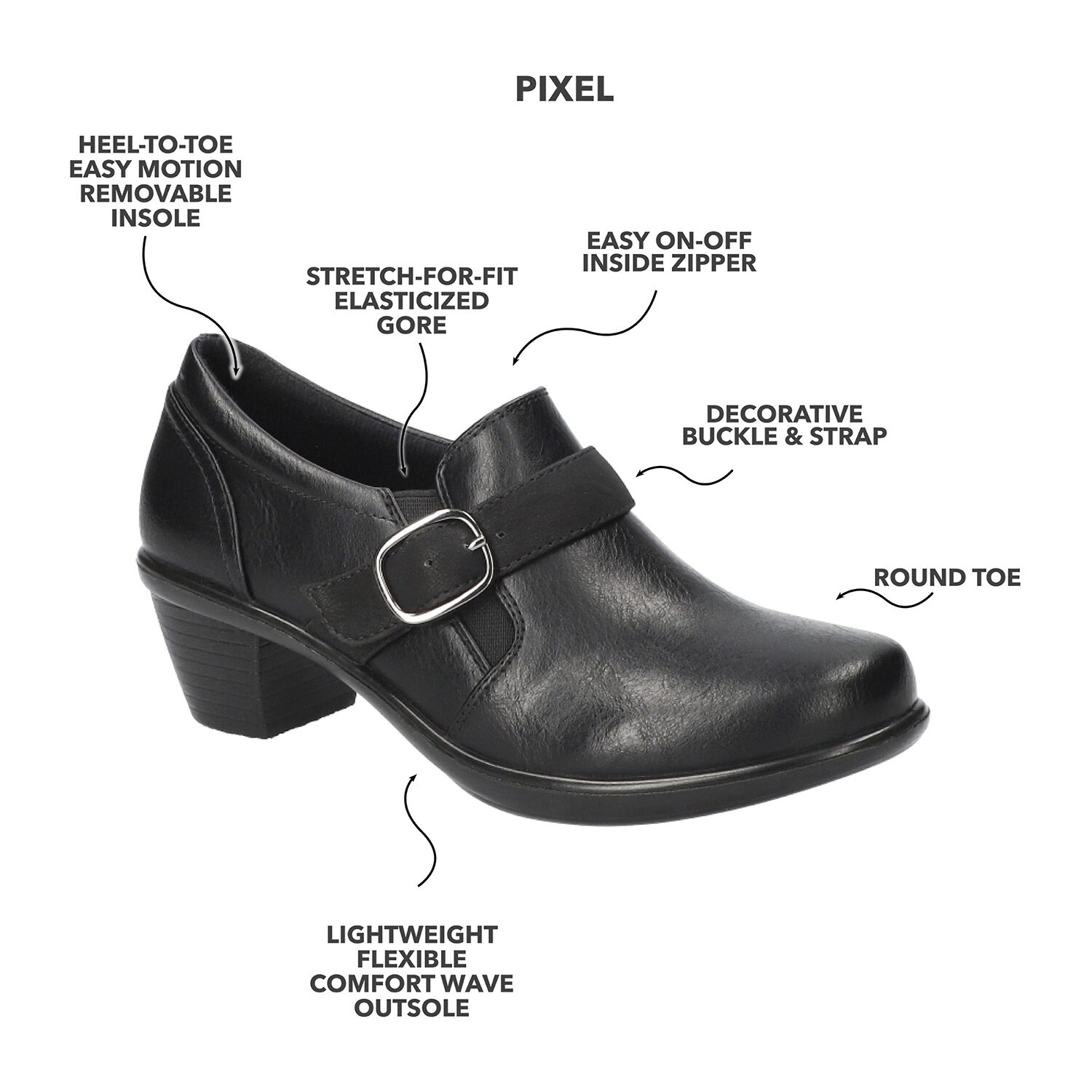 Easy Street Pixel Womens Round Closed Toe Clogs