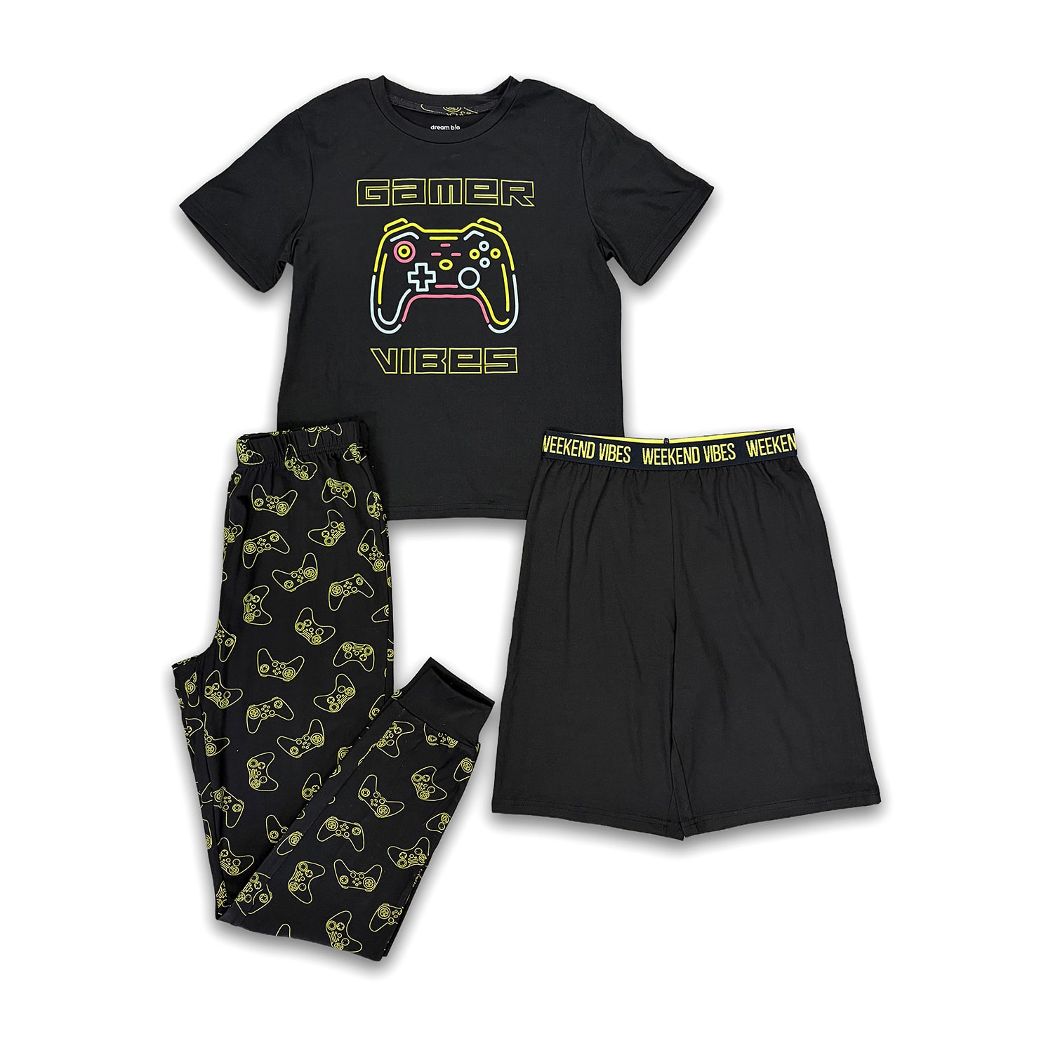 Dream Big Peace Out Little & Kid Boys Crew Neck Short Sleeve 3-pc. Pajama Set