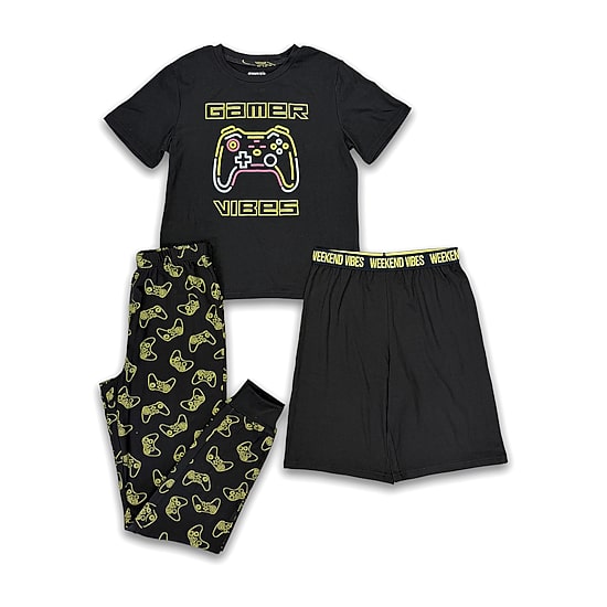 Dream Big Peace Out Little & Big Kid Boys Crew Neck Short Sleeve 3-pc. Pajama Set