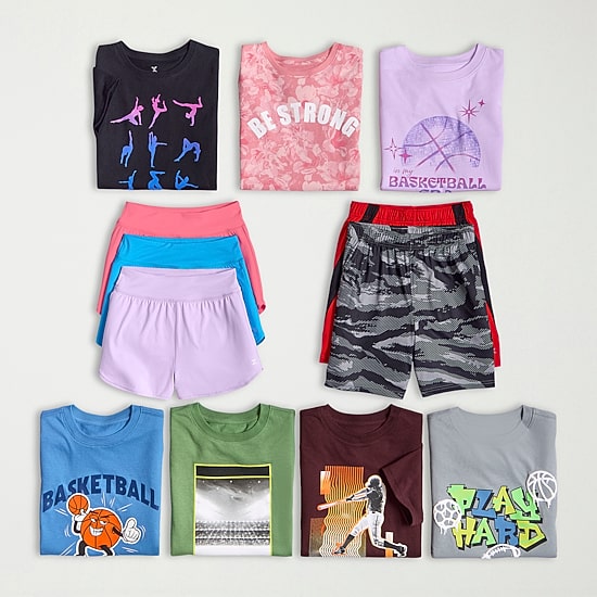 Xersion Little & Big Kid Girls Crew Neck Short Sleeve Regular Fit Graphic T-Shirt