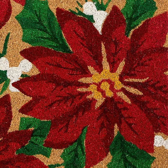 North Pole Trading Co. Poinsettia 18"X30" Indoor Outdoor Rectangular Doormat