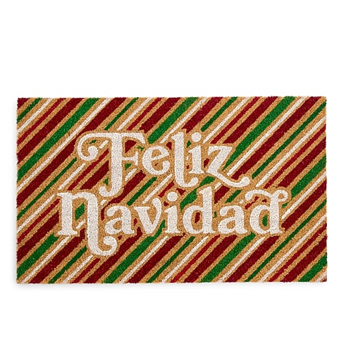 North Pole Trading Co . Feliz Navidad Indoor Outdoor Rectangular Doormat In Red