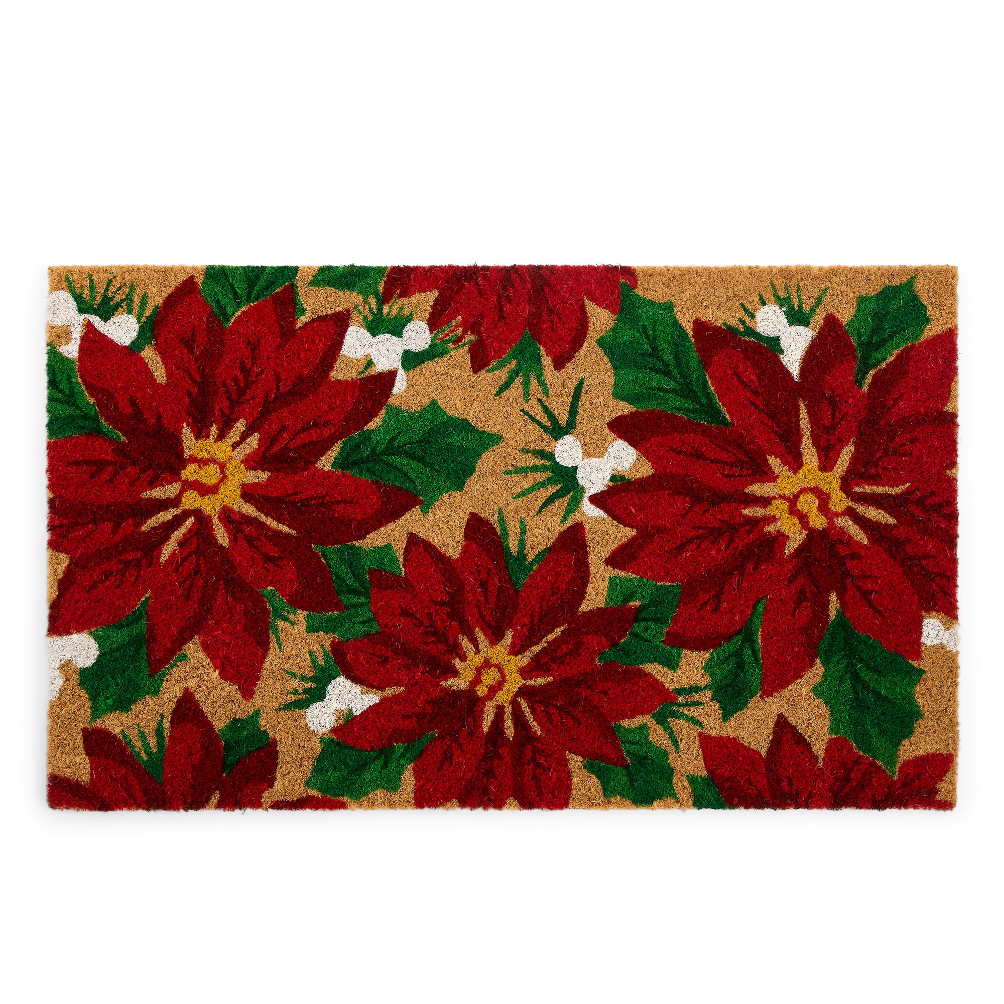 North Pole Trading Co. Poinsettia Indoor Outdoor Rectangular Doormat