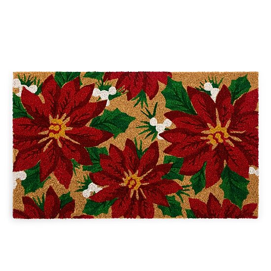 North Pole Trading Co. Poinsettia 18"X30" Indoor Outdoor Rectangular Doormat
