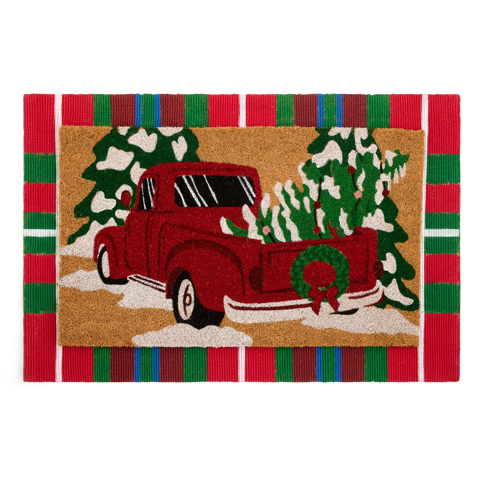 North Pole Trading Co. Truck Set Indoor Outdoor Rectangular Doormat