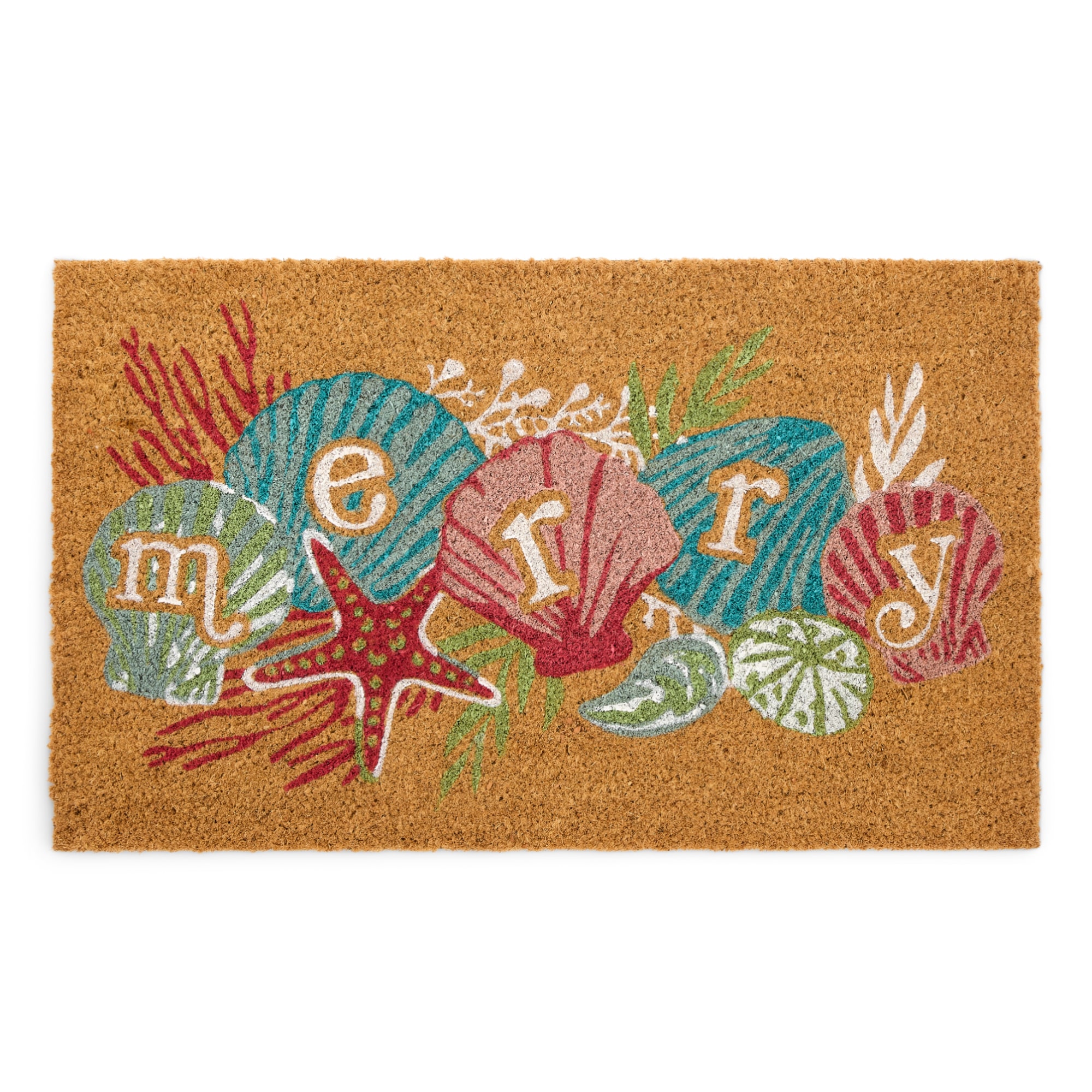 North Pole Trading Co. Coastal Shell Indoor Outdoor Rectangular Doormat