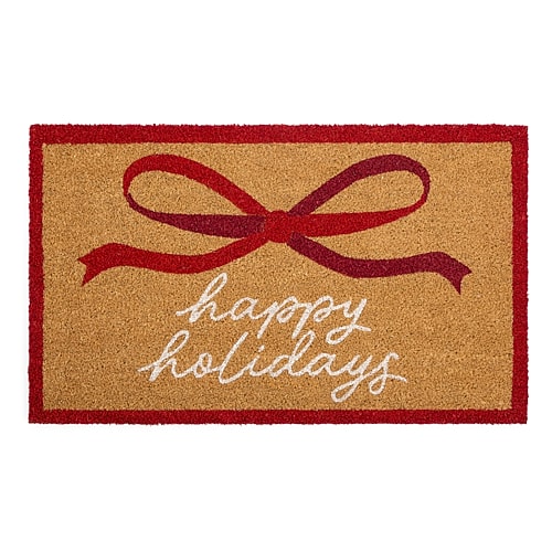 North Pole Trading Co . Bow Indoor Outdoor Rectangular Doormat In Red