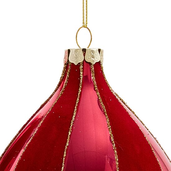 Martha Stewart Glass Flocked Stripe Finial 2-pc. Christmas Ornament