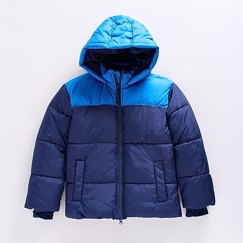 Thereabouts Little & Big Kid Boys Adaptive Hooded Water Resistant Easy-on + Easy-off Heavyweight Puffer Jacket In Blue