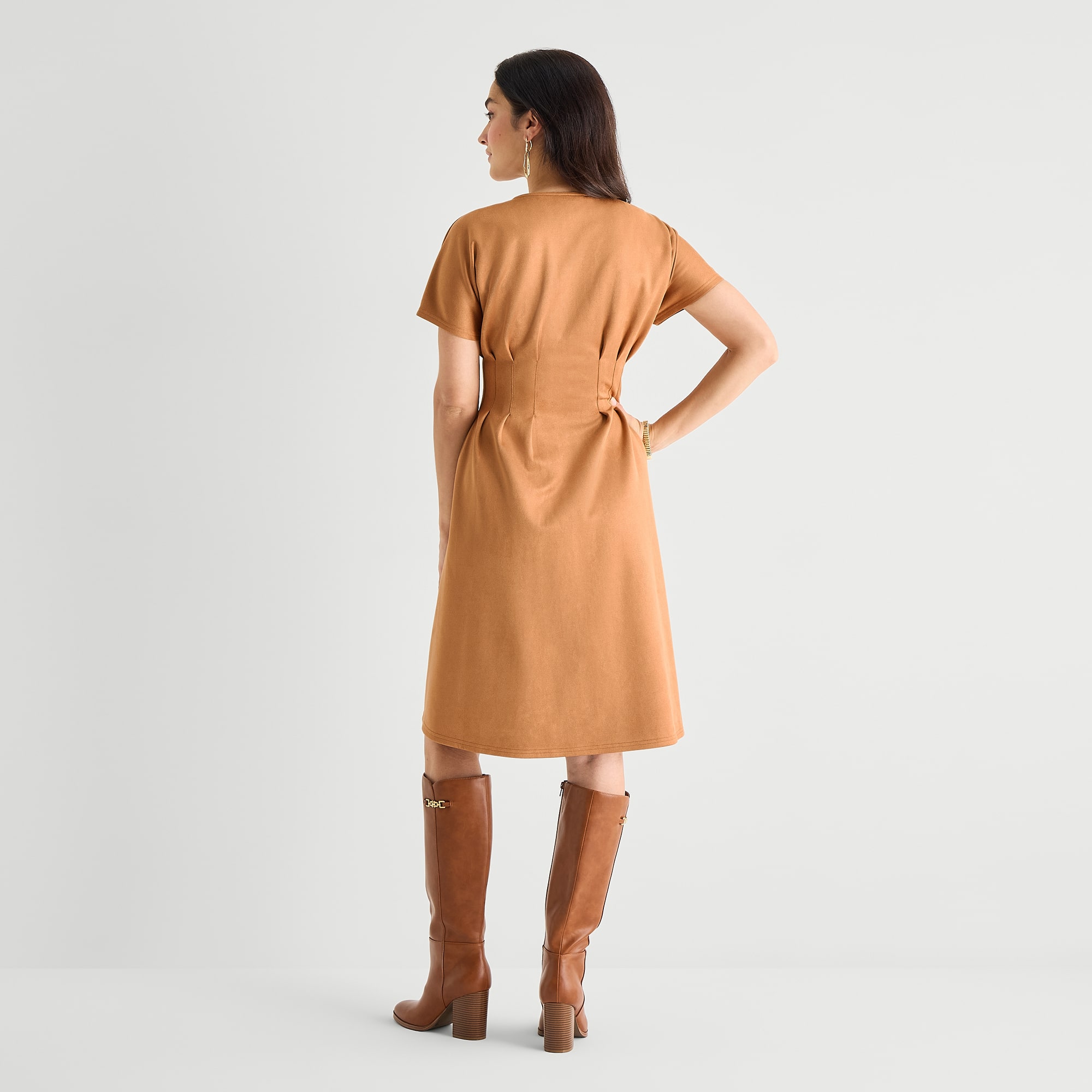 Perceptions Womens V Neck Short Sleeve Drop Shoulder Fit + Flare Dress