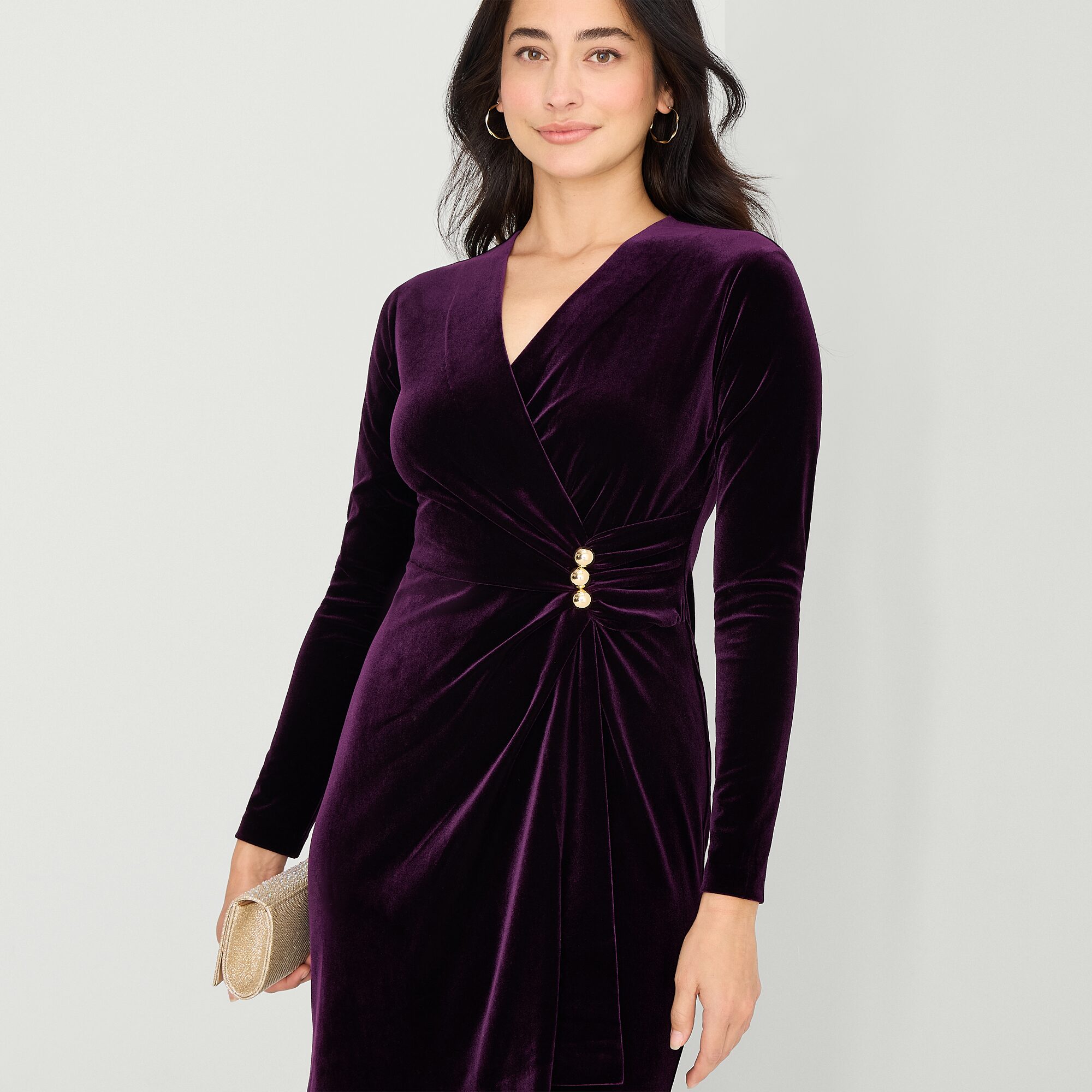 Marc New York Womens V Neck Long Sleeve Velvet Sheath Dress