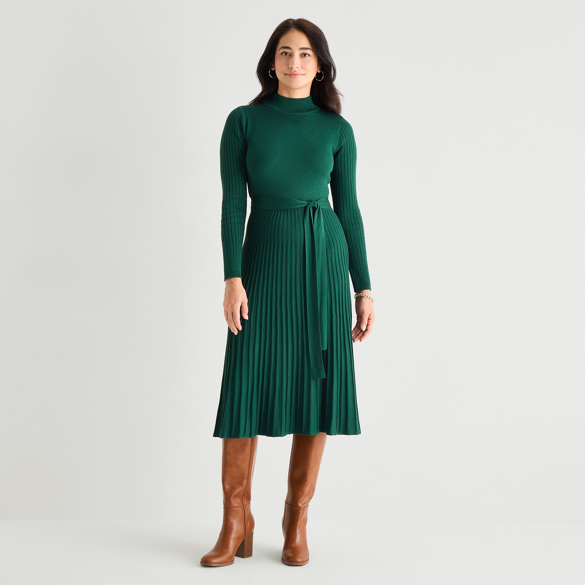 Studio 1 Womens Long Sleeve Midi Sweater Dress