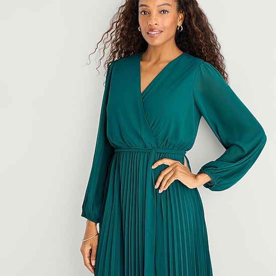Studio 1 Womens V Neck Long Sleeve Bishop Chiffon Maxi Dress