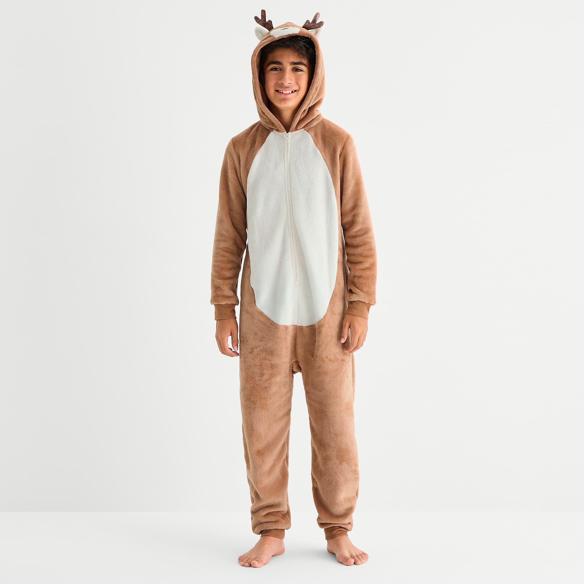 North Pole Trading Co. Fleece Long Sleeve Hooded One Piece Pajama