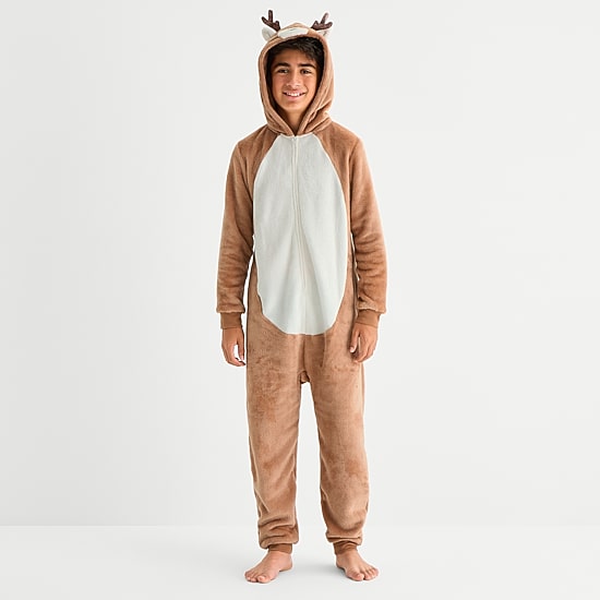 North Pole Trading Co. Fleece Long Sleeve Hooded One Piece Pajama