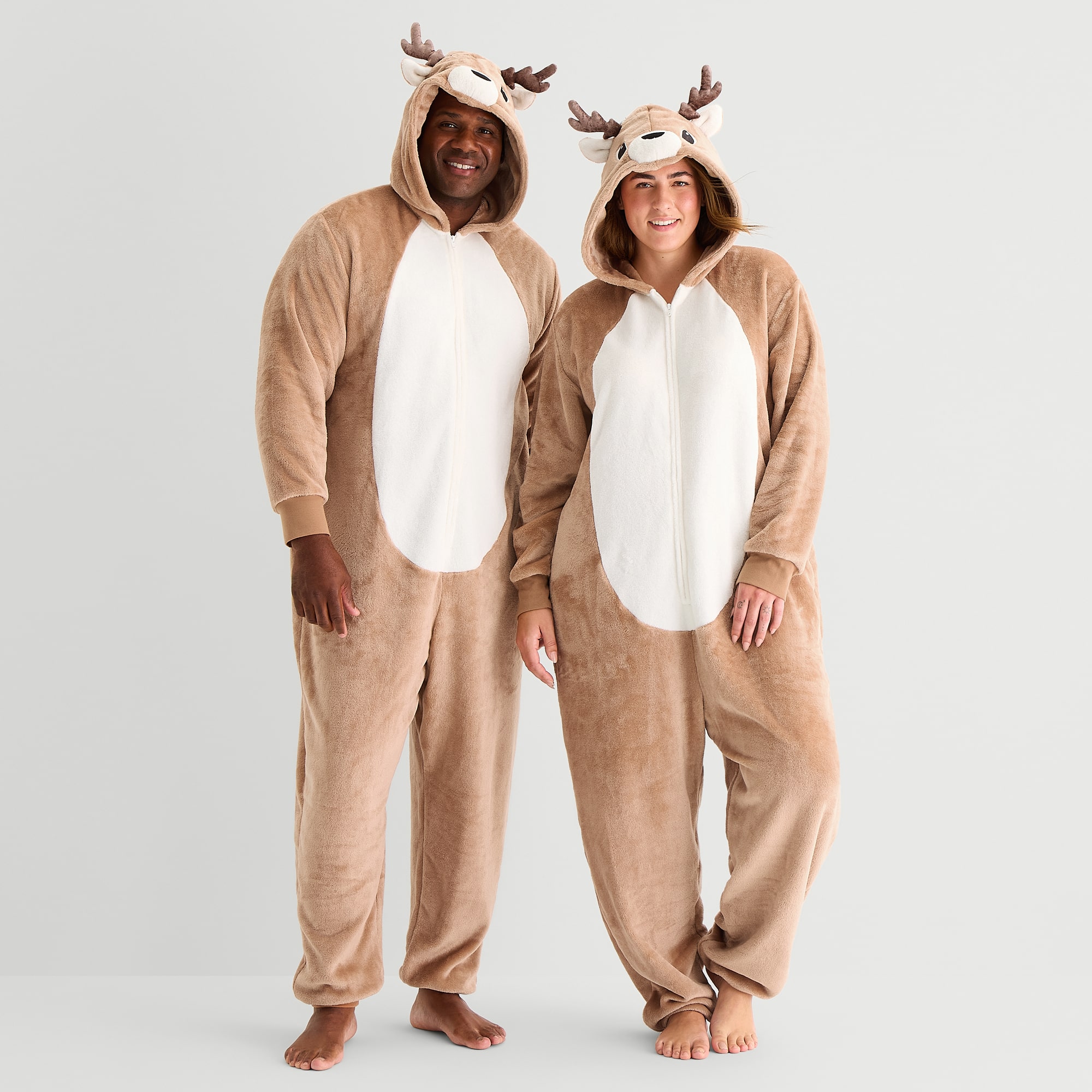 North Pole Trading Co. Womens Plus Fleece Long Sleeve Hooded One Piece Pajama