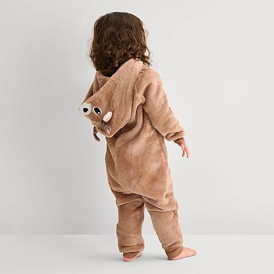 North Pole Trading Co. Fleece Long Sleeve Hooded One Piece Pajama