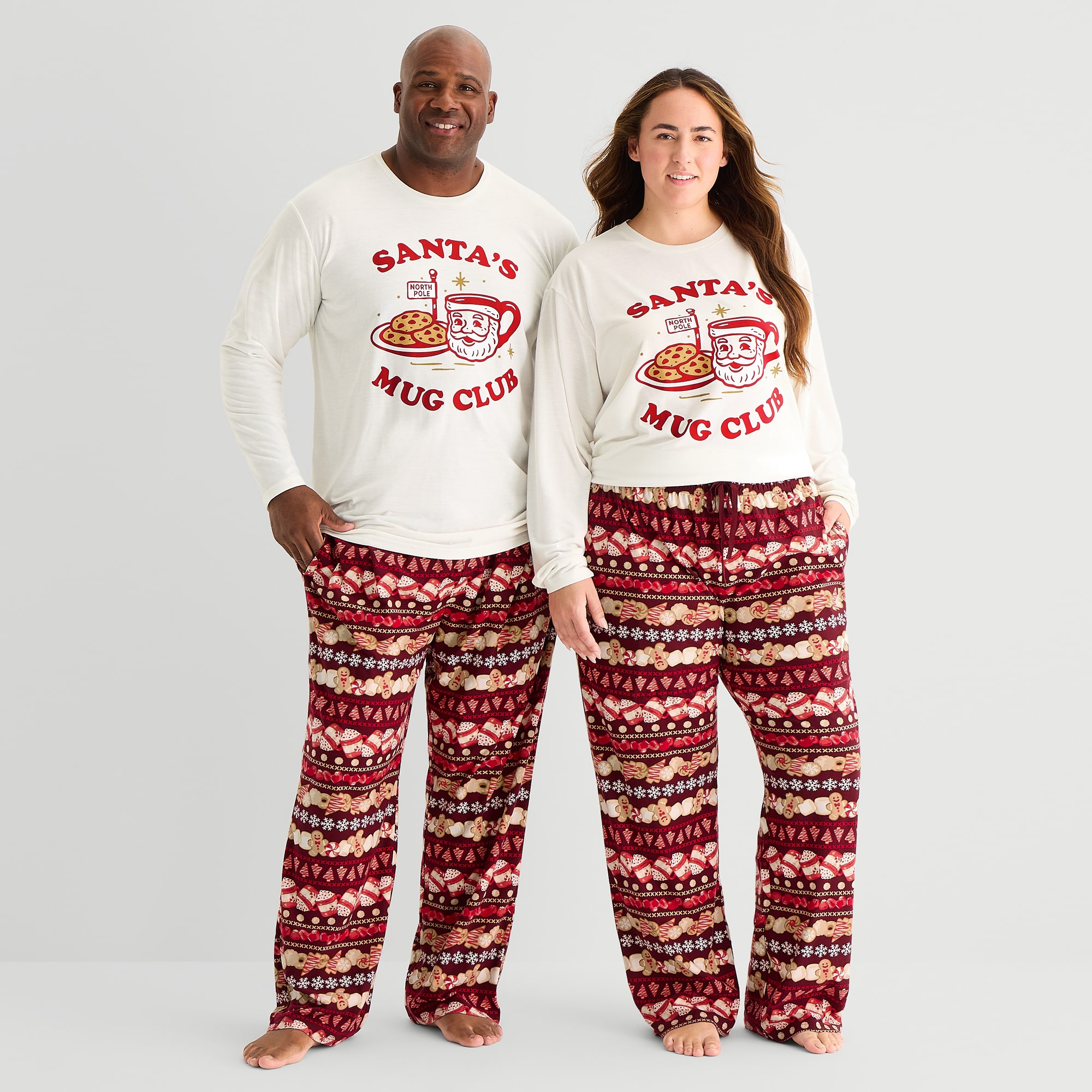 North Pole Trading Co. Unisex Adult Crew Neck Long Sleeve 2-pc. Matching Family Plus Pajama Set