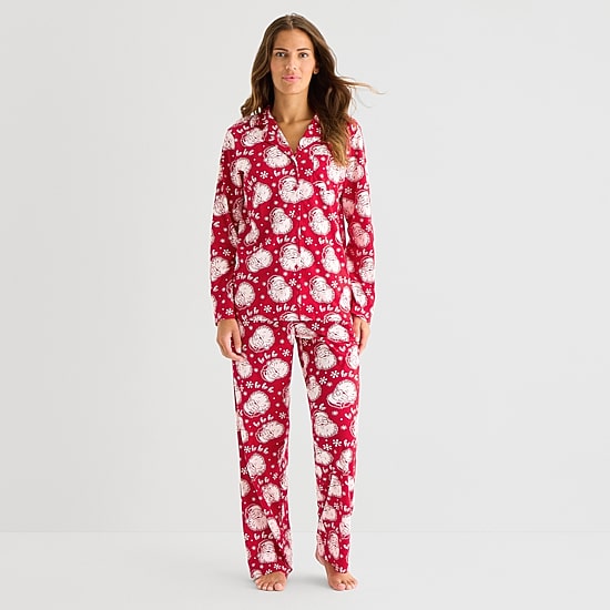 North Pole Trading Co. Womens Fleece Long Sleeve 2-pc. Pajama Set