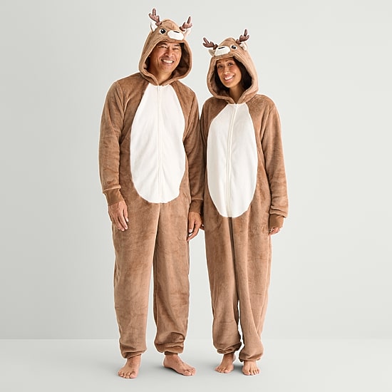 North Pole Trading Co. Fleece Long Sleeve Hooded Matching Family One Piece Pajama
