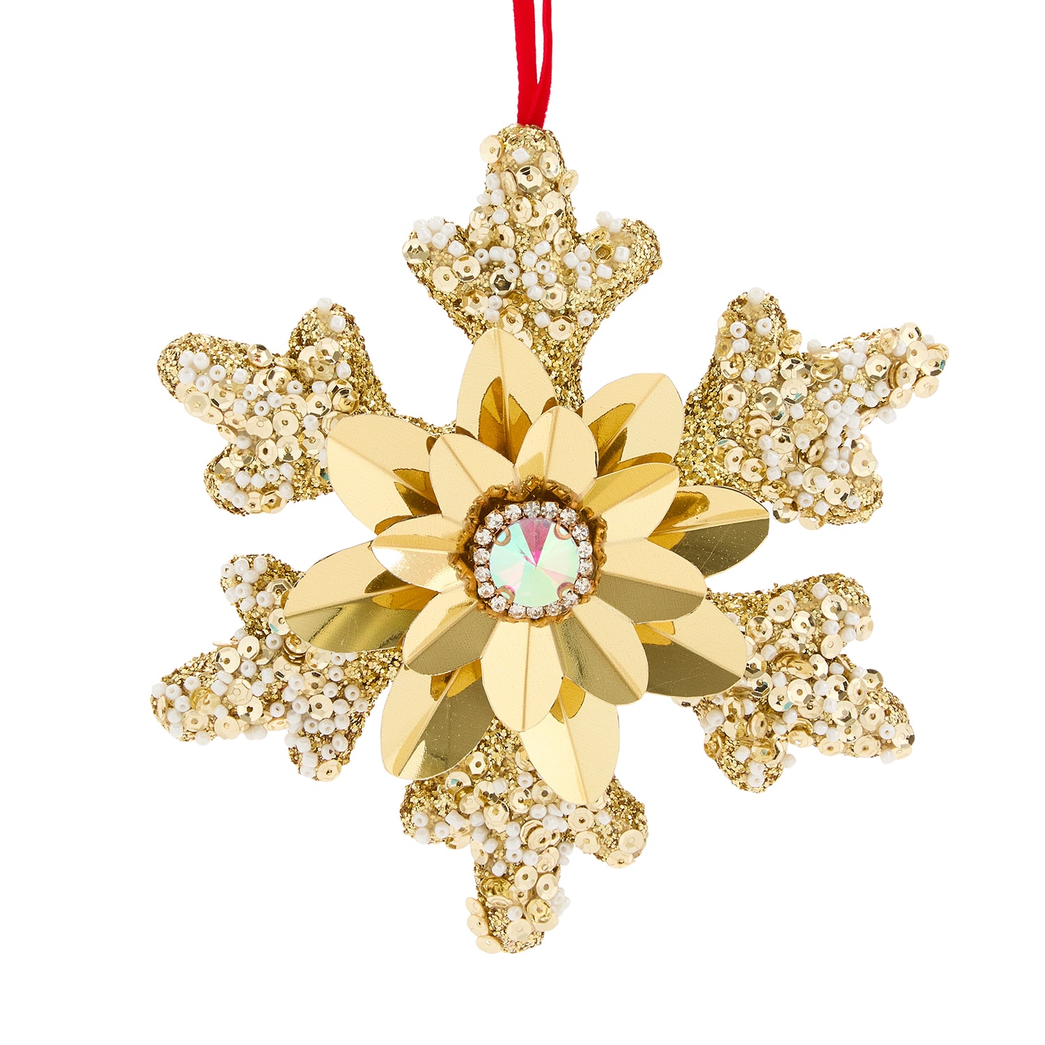 Martha Stewart Gold Snowflake W/Tassel Christmas Ornament