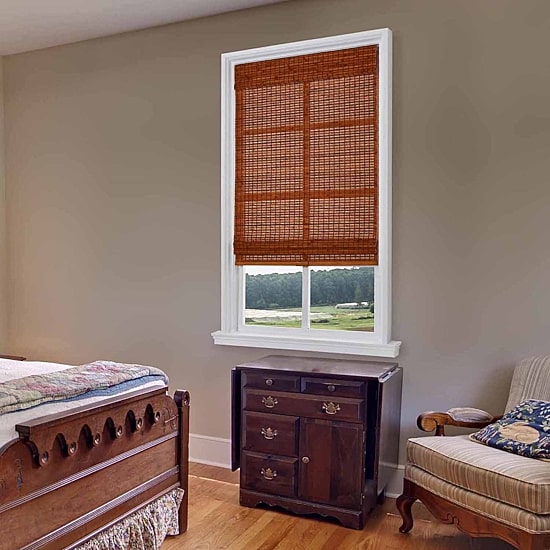 Bamboo Woven Wood Cordless Room Darkening Roman Shade