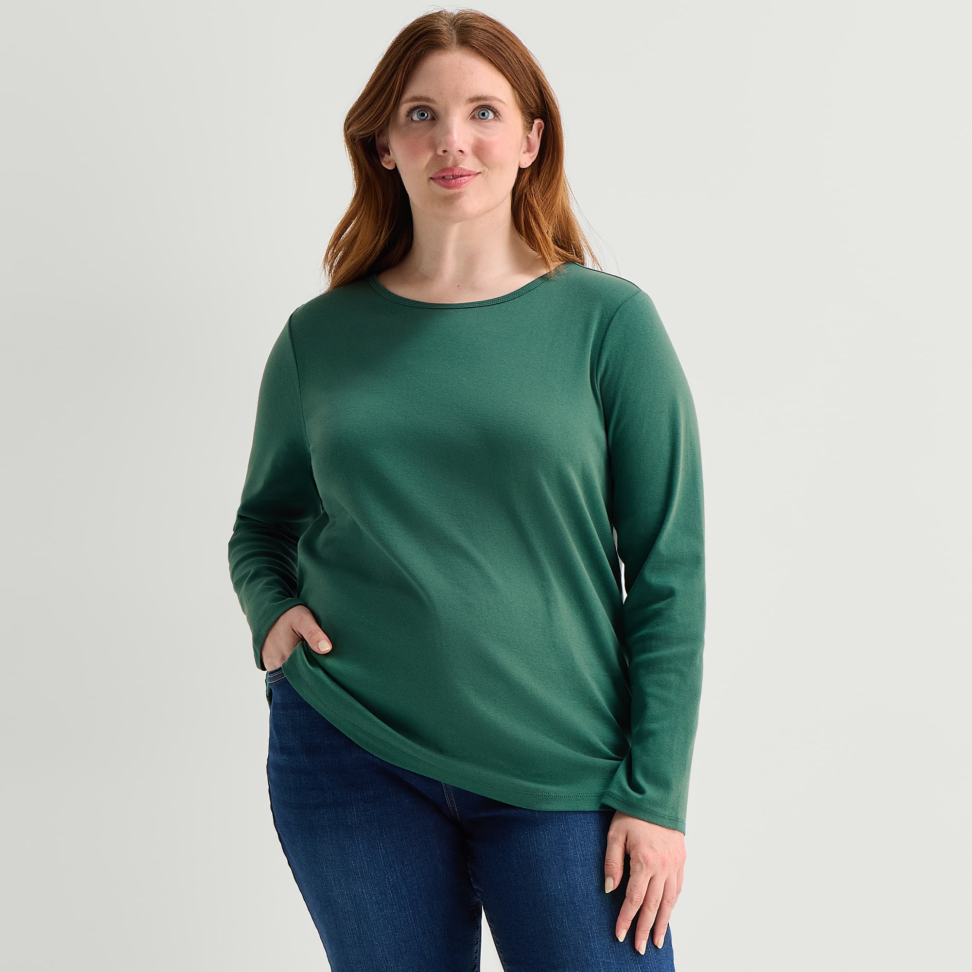 Liz Claiborne Womens Plus Crew Neck Long Sleeve T-Shirt
