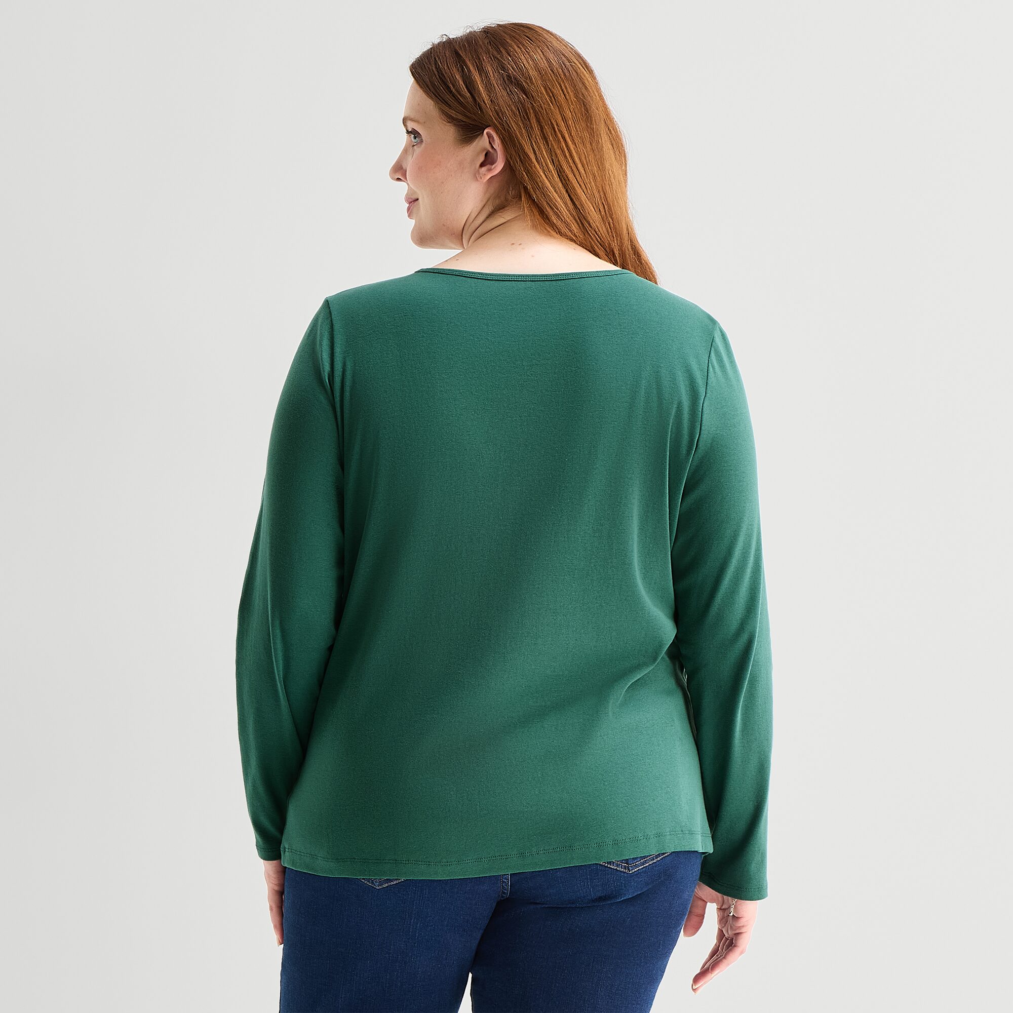 Liz Claiborne Womens Plus Crew Neck Long Sleeve T-Shirt