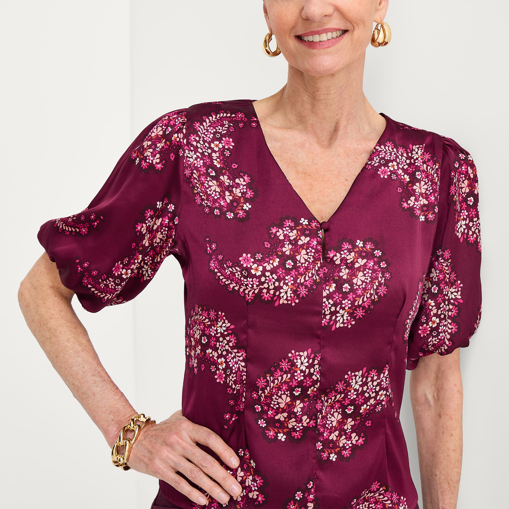 Liz Claiborne Womens V Neck Short Sleeve Blouse