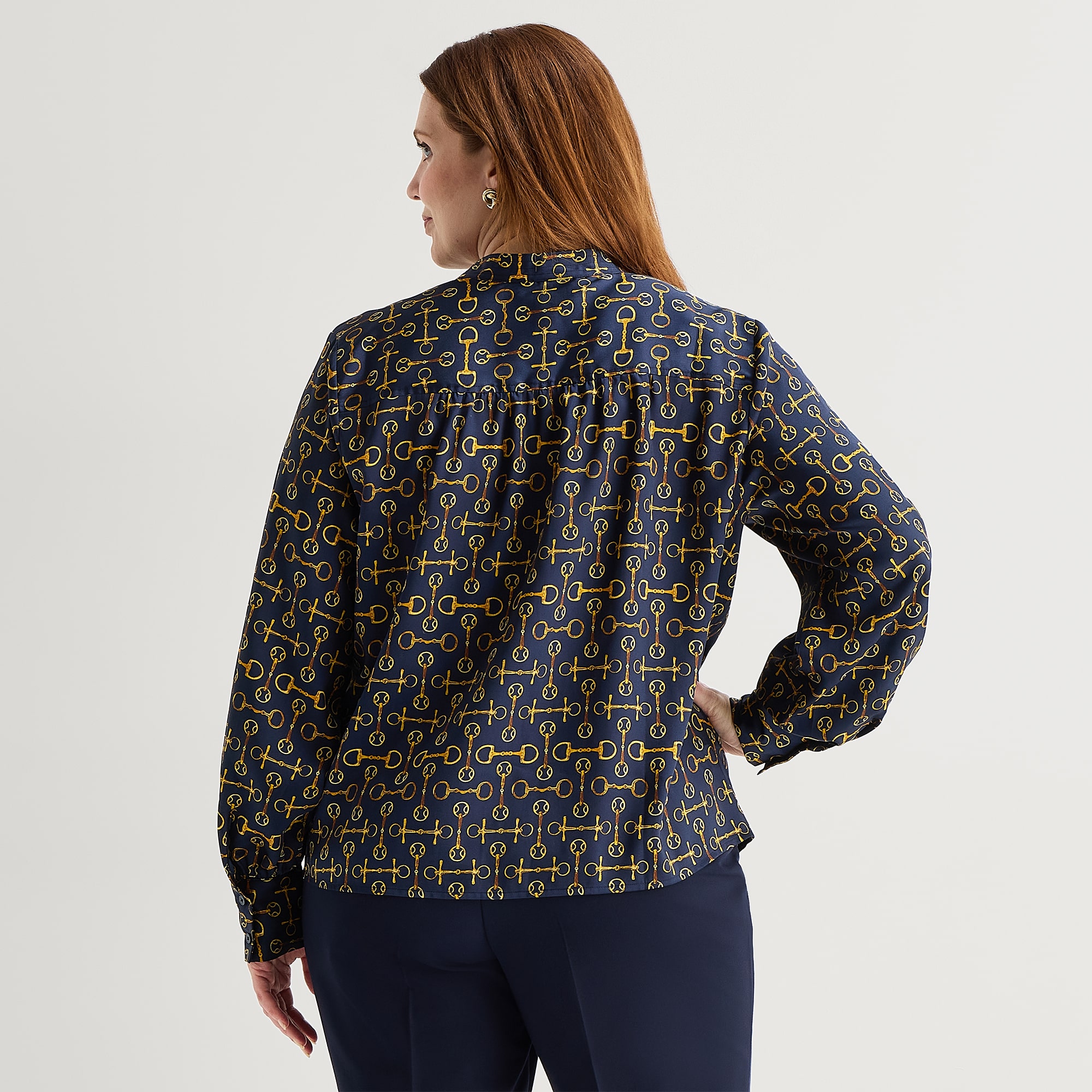 Liz Claiborne Womens Plus Split Crew Neck Long Sleeve Blouse