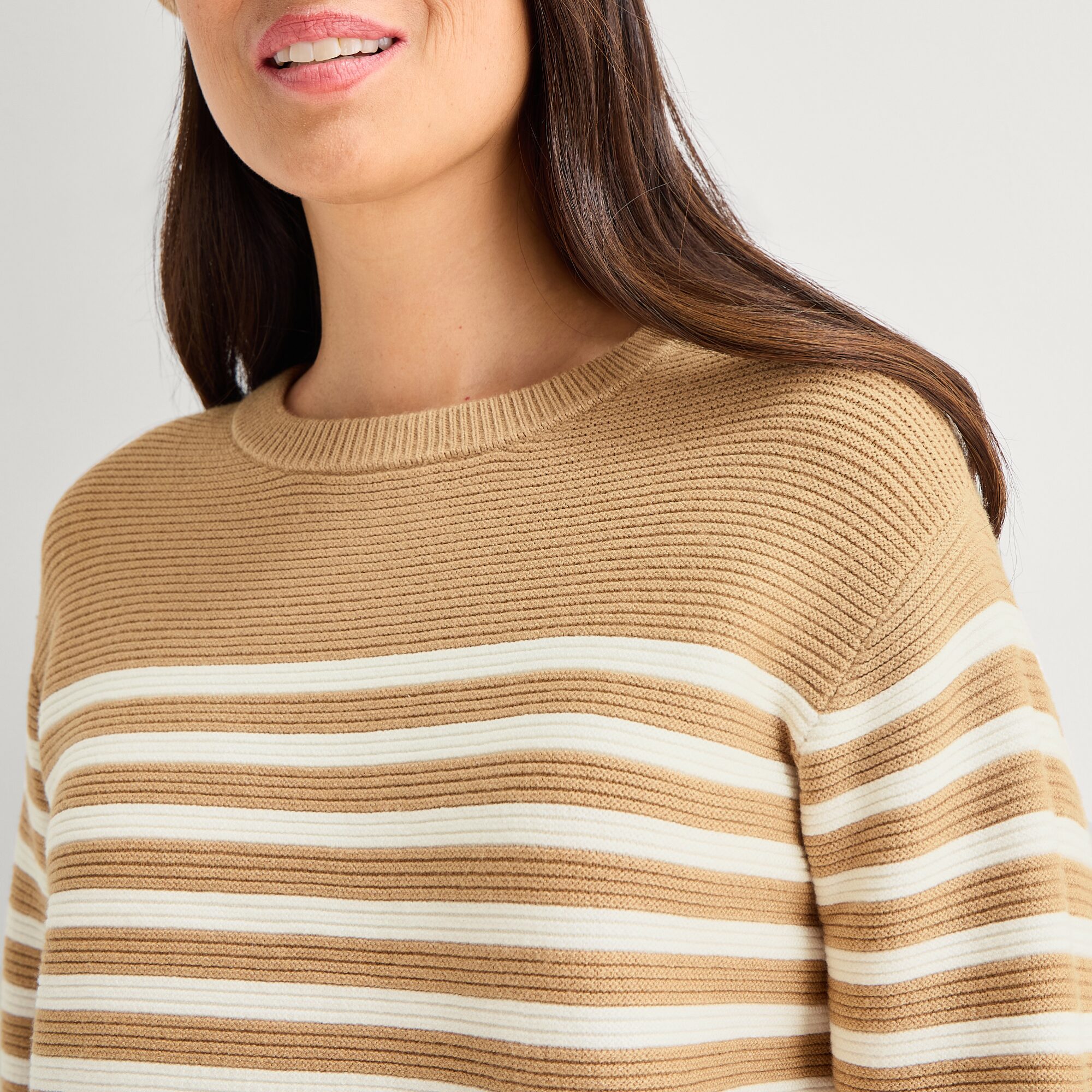 Liz Claiborne Womens Crew Neck Long Sleeve Striped Pullover Sweater