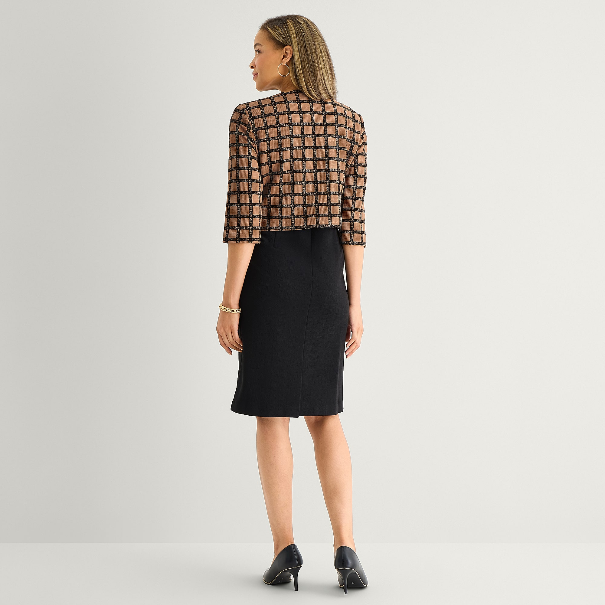 Maya Brooke Womens Grid Jacket Dress