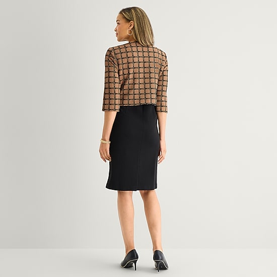 Maya Brooke Womens Grid Jacket Dress