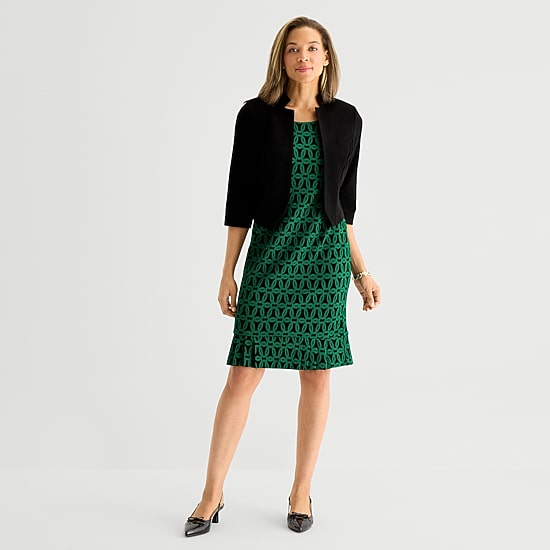 Maya Brooke Womens Geometric Jacket Dress