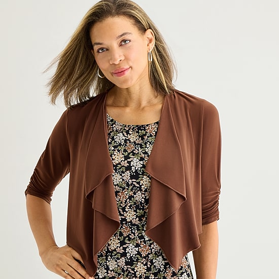 Perceptions Womens Floral Jacket Dress