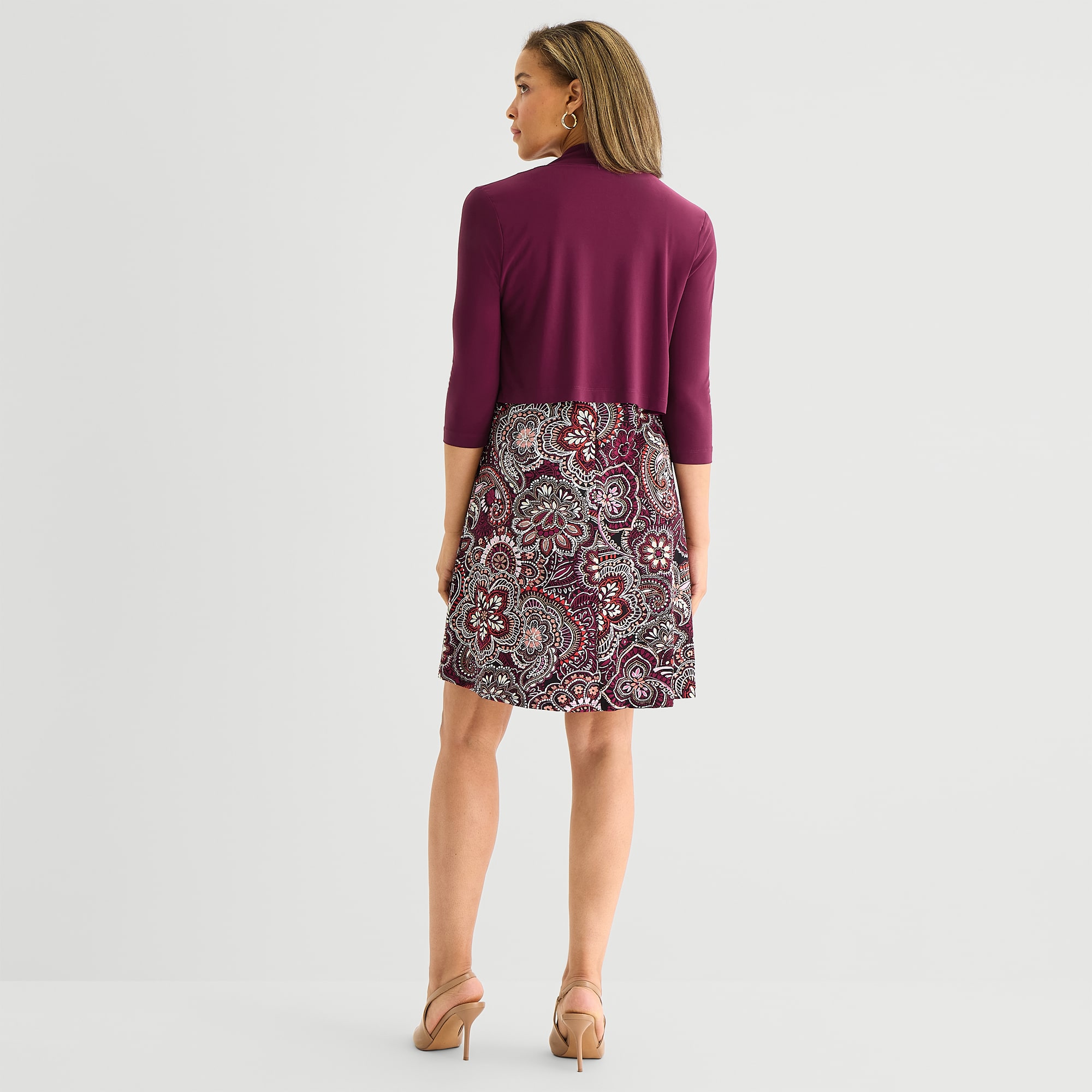 Perceptions Womens Floral Jacket Dress