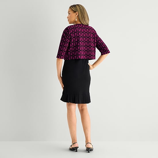 Maya Brooke Womens Geometric Jacket Dress